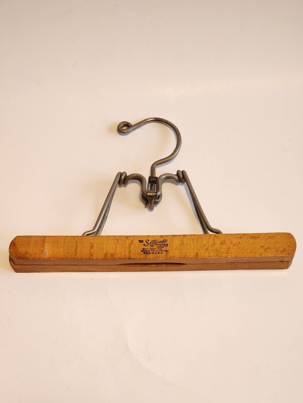 Vintage 1950s The Setwell 9" Wooden Clamp Pants Skirt Hanger Mid-century Modern